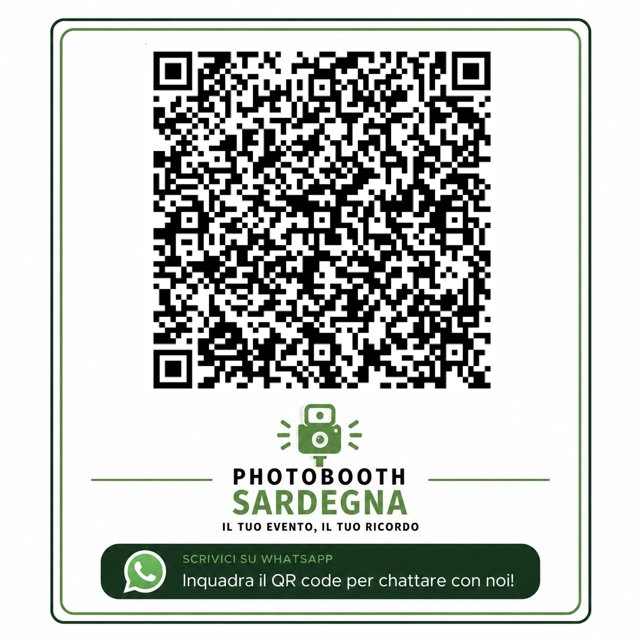 QR code per scrivere su WhatsApp a Photo Booth Sardegna